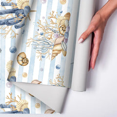 Ocean Shells Kids Nursery Wallpaper – Coastal Peel-and-Stick Removable Design