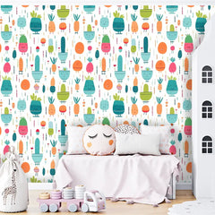 Happy Plants Wallpaper – Kids Room and Nursery Peel-and-Stick Design