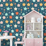 Happy Stars Kids Nursery Wallpaper – Colorful Peel-and-Stick Wall Design
