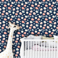 Cute Sheep and Cloud Wallpaper – Kids Room and Nursery Peel-and-Stick Design