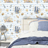 Ocean Shells Kids Nursery Wallpaper – Coastal Peel-and-Stick Removable Design