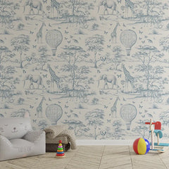 Vintage Animal Nursery Wallpaper – Peel-and-Stick Kids Room Removable Design