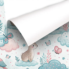Dream Bunnies Nursery Wallpaper – Pastel Teal Peel-and-Stick Removable Design