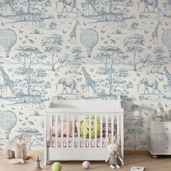 Vintage Animal Nursery Wallpaper – Peel-and-Stick Kids Room Removable Design