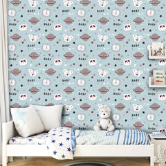 Cute Space Animals Pattern – Baby Koala, Lion & Panda Wallpaper
