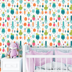 Happy Plants Wallpaper – Kids Room and Nursery Peel-and-Stick Design