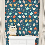 Happy Stars Kids Nursery Wallpaper – Colorful Peel-and-Stick Wall Design