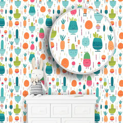 Happy Plants Wallpaper – Kids Room and Nursery Peel-and-Stick Design