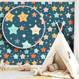 Happy Stars Kids Nursery Wallpaper – Colorful Peel-and-Stick Wall Design
