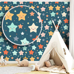 Happy Stars Kids Nursery Wallpaper – Colorful Peel-and-Stick Wall Design