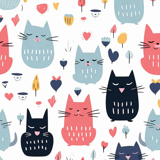 Cute Cat Pattern Kids Room and Nursery Wallpaper