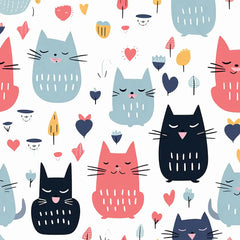 Cute Cat Pattern Wallpaper – Kids Room and Nursery Peel-and-Stick Design