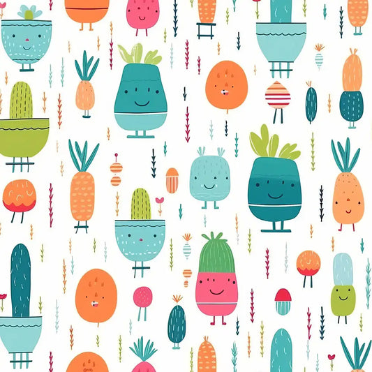 Happy Plants Kids Room and Nursery Wallpaper