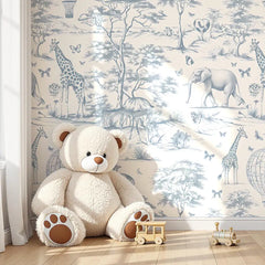 Vintage Animal Nursery Wallpaper – Peel-and-Stick Kids Room Removable Design