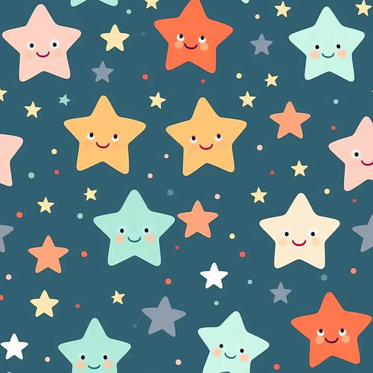 Happy Stars Pattern Kids Room and Nursery Wallpaper