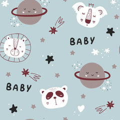 Cute Space Animals Pattern – Baby Koala, Lion & Panda Wallpaper