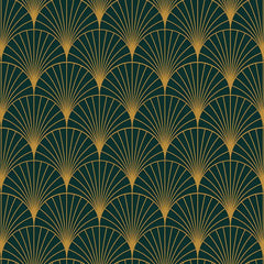 Charcoal geometric Art Deco fan pattern peel-and-stick wallpaper for bedroom or living room