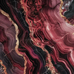 Burgundy red noir agate dark luxury peel-and-stick wall mural for accent bedroom wall
