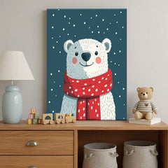 Cute Bear Nursery Canvas Art – Soft Illustrated Kids Room Wall Decor