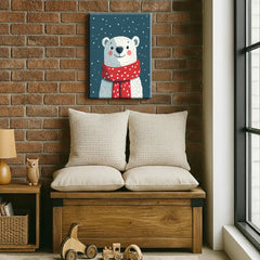 Cute Bear Nursery Canvas Art – Soft Illustrated Kids Room Wall Decor