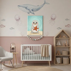 Seal Nursery Canvas Art – Illustrated Kids Room Wall Decor