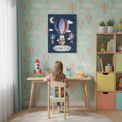Owl Balloon Nursery Canvas Art – Illustrated Kids Room Wall Decor