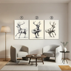 Dancing Deer Trio – Whimsical Sketch Canvas Art