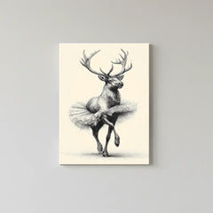 Dancing Deer Trio – Whimsical Sketch Canvas Art