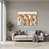 Vibrant Horses Canvas Art – Bold Equestrian Bedroom Living Room Wall Decor