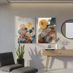 Sunlit Abstract Botanical Canvas Art – Modern Bedroom Living Room Wall Decor