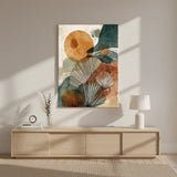 Sunlit Abstract Botanical Canvas Art – Modern Bedroom Living Room Wall Decor