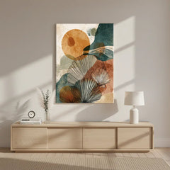 Sunlit Abstract Botanical Canvas Art – Modern Bedroom Living Room Wall Decor