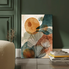 Sunlit Abstract Botanical Canvas Art – Modern Bedroom Living Room Wall Decor