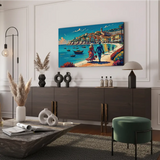 Romantic Coastal Stroll Canvas Art – Impressionist Bedroom Living Room Wall Decor