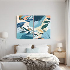 Teal Botanica Canvas Art – Modern Bedroom Living Room Wall Decor