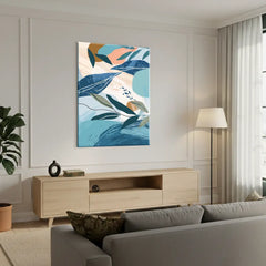 Teal Botanica Canvas Art – Modern Bedroom Living Room Wall Decor