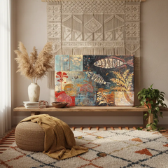 Rustic Ocean Fragments Canvas Art – Coastal Bedroom Living Room Wall Decor