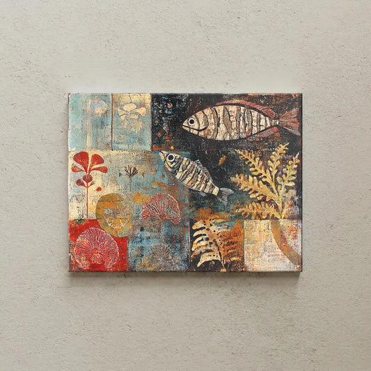 Rustic Ocean Fragments Canvas Art – Coastal Bedroom Living Room Wall Decor