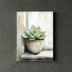 Vintage Cactus Floral Canvas Art – Botanical Bedroom Living Room Wall Decor