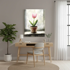 Vintage Cactus Floral Canvas Art – Botanical Bedroom Living Room Wall Decor
