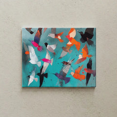 Colorful Abstract Birds Canvas Art – Vibrant Bedroom Living Room Wall Decor