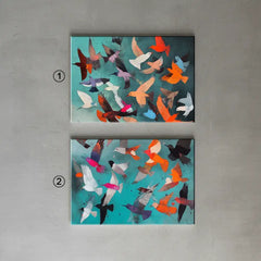 Colorful Abstract Birds Canvas Art – Vibrant Bedroom Living Room Wall Decor