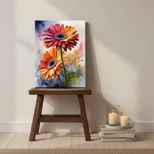 Vibrant Gerbera Colorful Floral Canvas Art – Bedroom Living Room Wall Decor