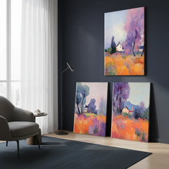 Lavender Field Landscape Impressionist Canvas Art – Bedroom Living Room Wall Decor