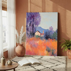 Lavender Field Landscape Impressionist Canvas Art – Bedroom Living Room Wall Decor