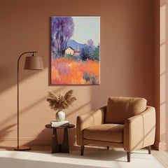 Lavender Field Landscape Impressionist Canvas Art – Bedroom Living Room Wall Decor