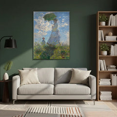 Woman with a Parasol Monet Impressionist Canvas Art – Bedroom Living Room Wall Decor