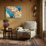 Colorful Seaside Mediterranean Coastal Town Canvas Art – Bedroom Wall Decor