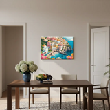 Colorful Seaside Mediterranean Coastal Town Canvas Art – Bedroom Wall Decor