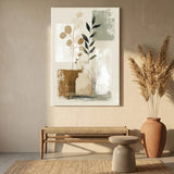 Modern Botanical Neutral Canvas Art – Minimal Bedroom Living Room Wall Decor